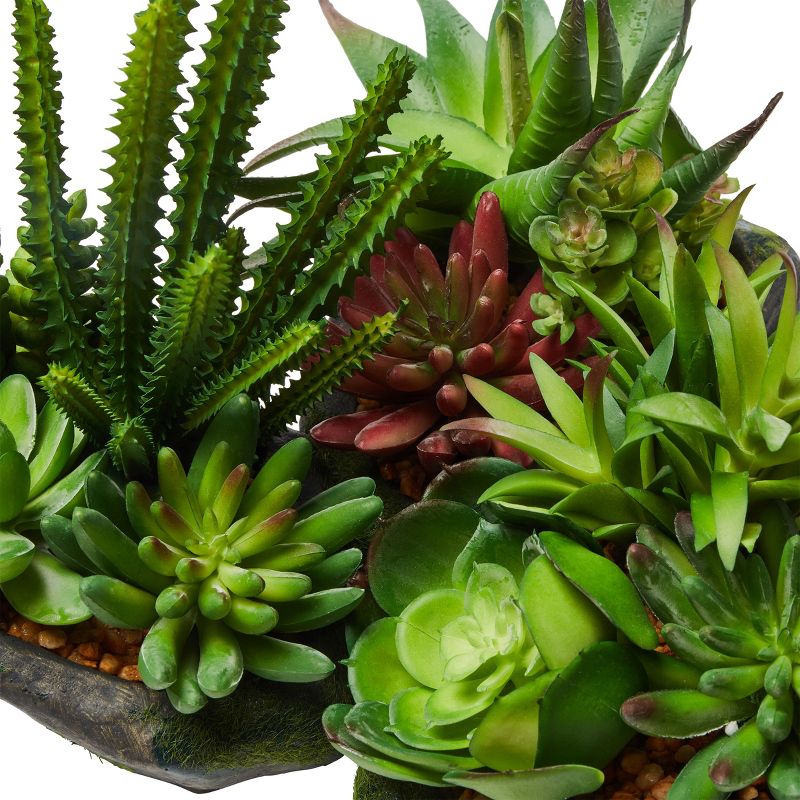 Nature Spring Artificial Succulent Plant Arrangements in Faux Stone Pots – Set of 3, 3 of 5