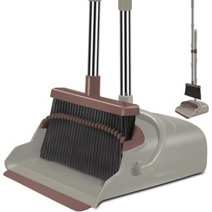 Upgrade Broom and Dustpan Set, Self-Cleaning with Dustpan Teeth, Stand Up Broom for In - 1 of 4