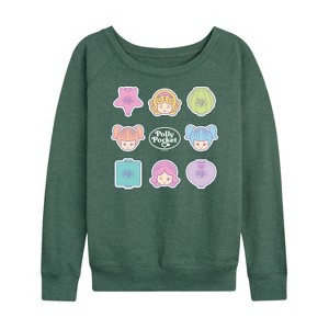 Women's - Polly Pocket - Polly Pocket Grid Lightweight French Terry Wide Neck Long Sleeve Shirt - 1 of 4
