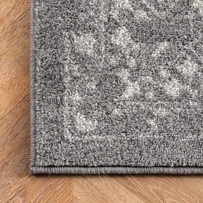 Odell Silver Rectangular Synthetic Vintage Area Rug
