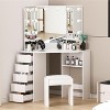 Coucheta White Corner Vanity Set with Lights - Tri-Fold LED Mirror, 5 Drawers, Charging Station & Storage, 44" Makeup Desk for Bedroom - 2 of 4