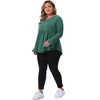 Women's Plus Size Pleat Peplum Curved Hem V Neck Ruffle Sleeve Casual Tunic Blouses - Agnes Orinda - 3 of 4
