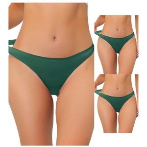 Allegra K Women's Unlined Satin Invisible Bikini Comfortable No-Show Thongs 3 Packs - 1 of 4