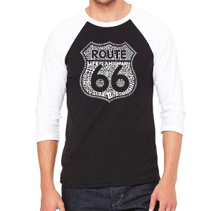 LA Pop Art Men's Raglan Baseball Word Art T-shirt - Route 66 - Life is a Highway - 1 of 4
