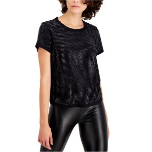 I.N.C International Concepts Womens Studded Embellished T-Shirt, Black, Small - 1 of 1