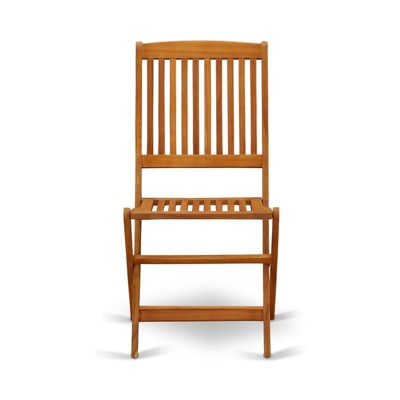 Natural Oil Acacia Wood Foldable Patio Dining Chairs, Set of 2