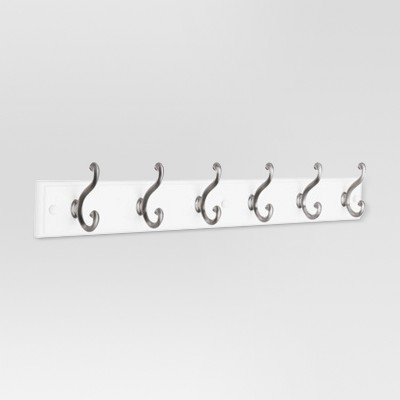 Photo 1 of 27" 6-Scroll Hook Rack - White/Satin Nickel - Threshold