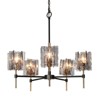 LNC Echonalyri 5-Lights  Modern Candestick Chandelier,Matte Black and Polished Gold with Smoked Grey Textured glass,15in/26in - 3 of 4