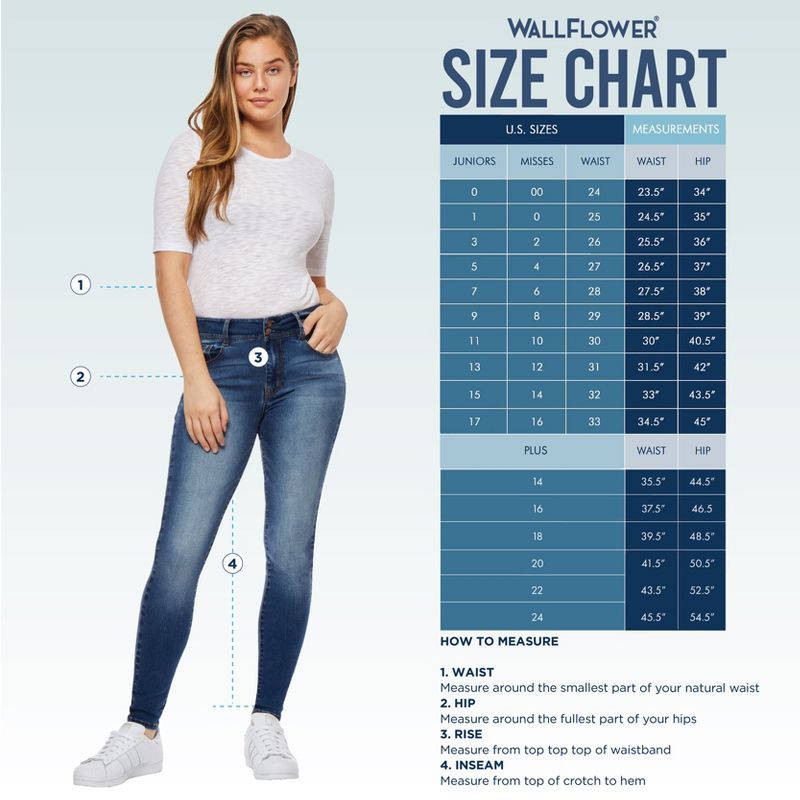 WallFlower Women's Flirty Curvy Skinny High Rise Insta Stretch Juniors Jeans (Standard and Plus), 5 of 10