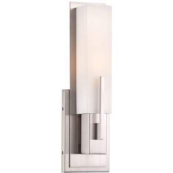 Possini Euro Design Midtown Modern Wall Light Sconce Satin Nickel 4 1/2" Fixture White Glass for Bedroom Bathroom Vanity Reading Living Room Hallway