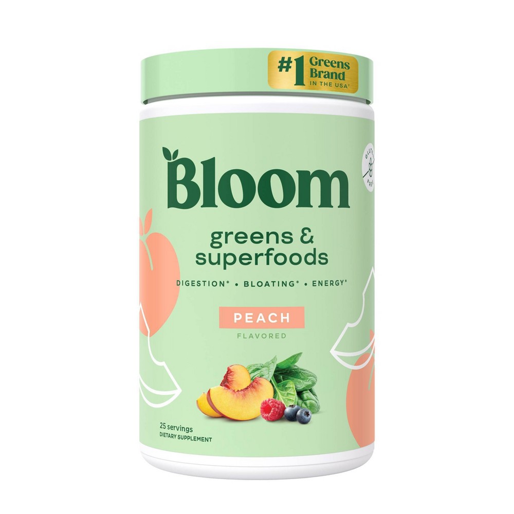 BLOOM NUTRITION Greens and Superfoods Powder - Peach - 5.01oz/25 Servings
