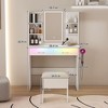 Kumasinova Luxury Makeup Vanity Desk with LED Mirror&Power Outlets,2-Drawer Vanity Table with RGB Lighting,Makeup Desk with Stool for Bedroom,White - 2 of 4