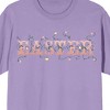 Soft Petal Easter Fairy Tale Font with Foliage Women's Lavander Short Sleeve Crew Neck Tee - 2 of 3