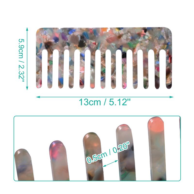 Unique Bargains Anti-Static Hair Comb Wide Tooth for Thick Curly Hair Hair Care Detangling Comb For Wet and Dry Dark 2.5mm Thick 2 Pcs, 4 of 7