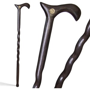 Brazos Handcrafted Wood Walking Cane, Twisted Oak, Derby Style Handle, for Men & Women, Made in The USA - 1 of 3