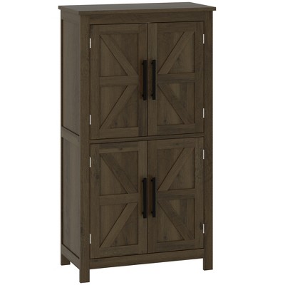 HOMCOM Bathroom Floor Cabinet, Farmhouse Bathroom Cabinet with Barn Doors, Bathroom Storage Cabinet with Adjustable Shelf