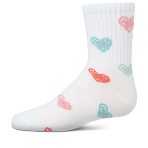 Memoi Girls Cozy Ribbed Cotton Blend "Graffiti Heart" Crew Sock - 1 of 4