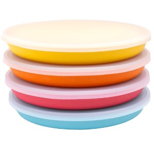 WeeSprout Bamboo Plates, Kid-Sized Bamboo Kids Plates, Dishwasher Safe Bamboo Plate for Kids, 4 pack - 1 of 4