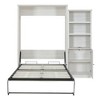 NicBex Queen Size Murphy Bed 65.6" Wooden Bed Frame Morden Hideaway Wall Bed with 1 Side Cabinet for BedRoom, Rustic White - 4 of 4