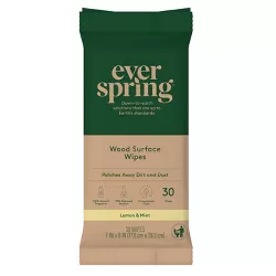 Wood Surface Specialty Wipes Lemon & Mint - 30ct - Everspring™