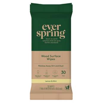 Lemon & Mint Wood Surface Specialty Wipes - 30ct - Everspring™