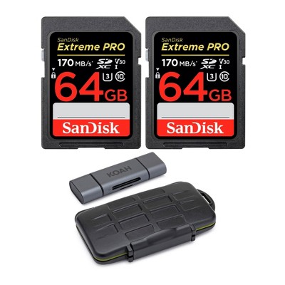 SanDisk 64GB Extreme PRO 170 MB/s UHS-I SDXC Memory Card (2-Pack) Bundle