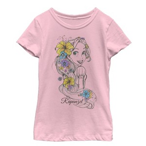 Girl's Tangled Flower Sketch T-Shirt - 1 of 3