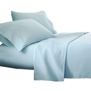 Plazatex Luxurious Ultra Soft 100% Cotton Moisture Wicking Solid Color Sheet Set Blue - 1 of 4