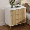 Modern 3 Drawer Dresser for Bedroom, Large Nightstand Chest of Drawers, Modern Wood Storage Dresser Organizer with Gold Metal Handles - 2 of 4