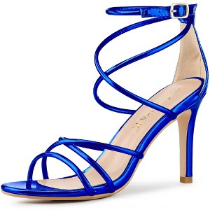 Allegra K Women's Open Toe Strappy Buckle Straps Stiletto Heel Sandals - 1 of 4