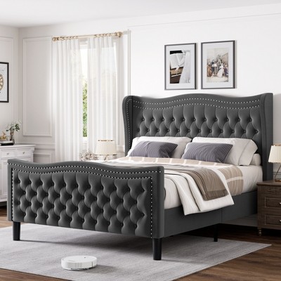 Gulches LIFT UP VELVET GRAY FULL SIZE BED
