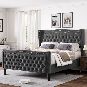 Gulches LIFT UP VELVET GRAY FULL SIZE BED - 1 of 4
