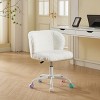Adjustable Home Office Chair with Swivel Base, Faux Rabbit Fur Vanity Chair, Ergonomic Desk Chair with Wheels-The Pop Home - 2 of 4