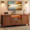 COZONY TV Stand  with LED Lights, Shaped Retro TV Console Table with 2 Storage Compartments & 1 Drawer, Entertainment Center for Living Room - 3 of 4