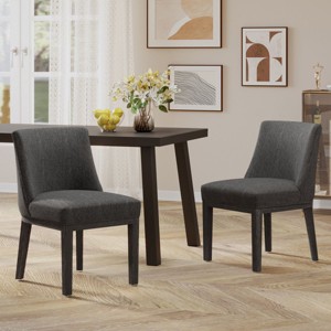 Coolbibila Fabric Upholstered Wood Dining Chairs Set of 2,Comfortable Armless Seat With Hardwood Frame Legs Kitchen Dining Chair - 1 of 4