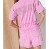 Women's Washed Denim Overall Romper - Blue B - 2 of 3