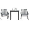 vidaXL Patio Dining Set with Cushions Garden Table and Chairs Poly Rattan Glass - Gray 31.5" x 31.5" x 29.1" 2 Pieces - 2 of 4