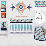 Bacati - Aztec Print Liam Aqua Orange Navy 10 pc Crib Bedding Set with Long Rail Guard Cover