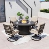 ALAULM 5 Piece Metal Outdoor Patio Furniture Set with Round Fire Pit Table - 3 of 4