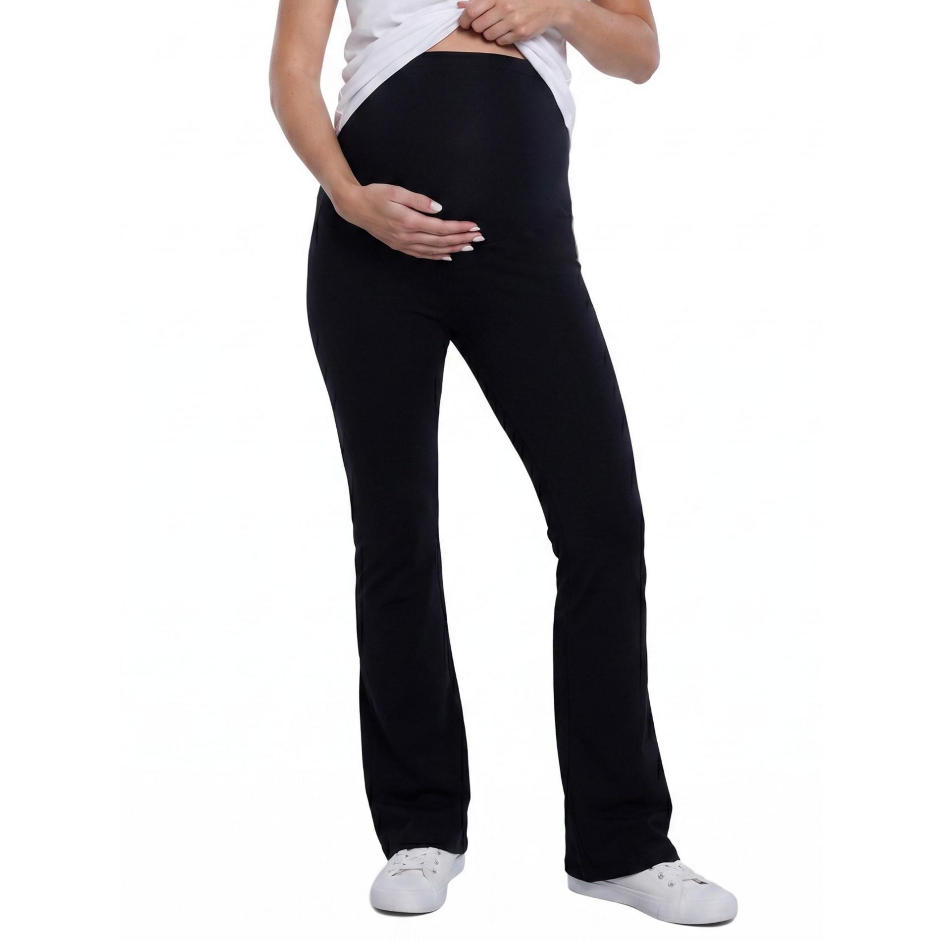 Women's Secret Fit Over the Belly Full Length Flare Leggings - Black - Size: Medium - Motherhood Maternity