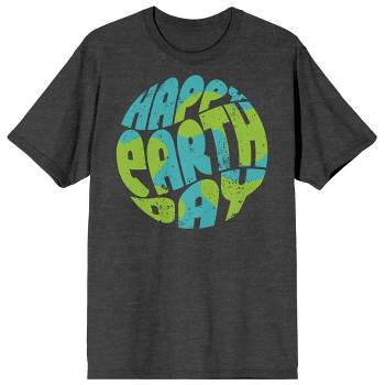 Sunny Days "Happy Earth Day" Adult Charcoal Heather Short Sleeve Crew Neck Tee