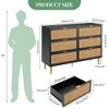 Large 6 Drawer Rattan Dresser – Handwoven Boho Style, Deep Wood Storage, Wide Top for Bedroom, Hallway, Living Room - 2 of 4