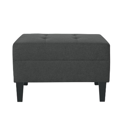 VYNXARIA Ottomans and Benches - 28.25"x23.25"x17.75" Dark Gray Classic Ottoman with Tapered Legs
