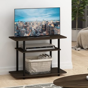 Furinno 3-Tier TV Stand Console Table for TV's up to 32" Media Entertainment Center No Tools Dark Brown/Black - 1 of 4