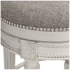 55 Downing Street Oliver Wood Swivel Bar Stool Distressed White 24 1/2" High Traditional Pewter Round Cushion with Footrest for Kitchen Counter Island - 3 of 4