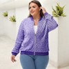 Anna-Kaci Women's Plus Size Sequin Zip-Up Bomber Jacket with Pockets - 3 of 4