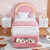 Twin Upholstered Bed Frame - w/ Storage Drawer and Rainbow Headboard, Berber Fleece Princess Platform Bed for Kids - 3 of 4