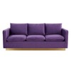 LeisureMod Nervo Mid-Century Modern Sofa Upholstered in Velvet with Gold Frame - 3 of 4