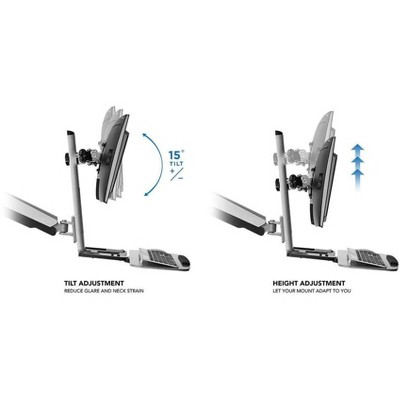 Adjustable Silver Standing Desk Converter with Dual Monitor Mount