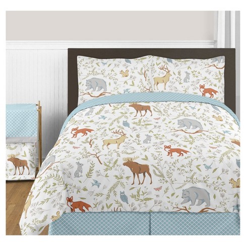 Gray Blue Woodland Toile Comforter Set Full Queen Sweet Jojo